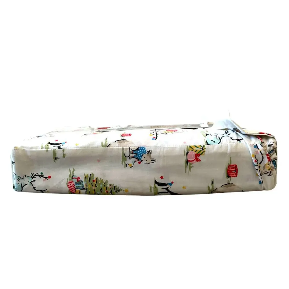 Cath Kidston London 4pc FULL Sheet Set Christmas Animals Cream Cotton NEW